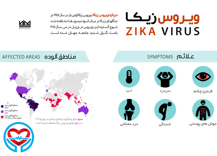 اینفوگرافی ویروس زیکا علائم و مناطق آلوده | سلامت دات لایف
