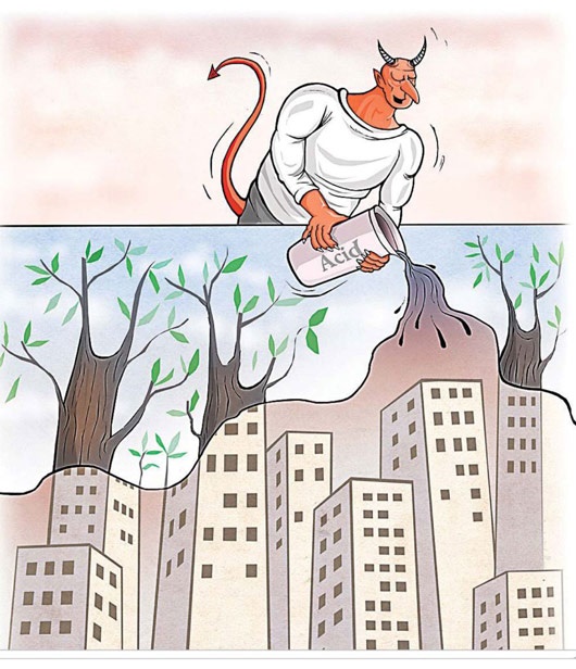 کاریکاتور اسید پاشی درختان